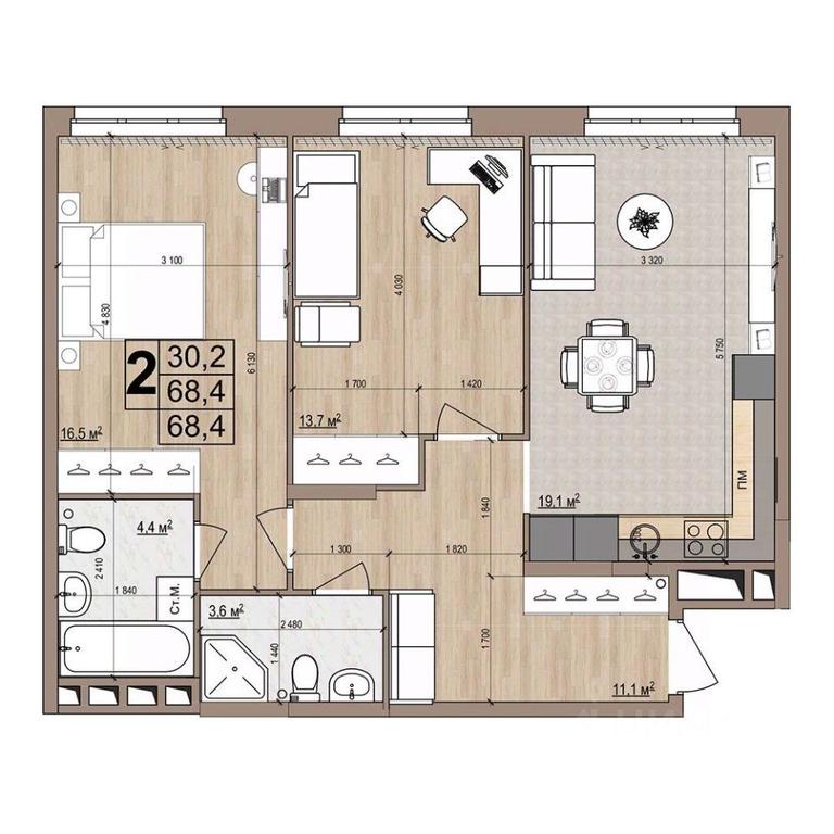 1-BD Apartment Sale, 68.4平方米 at Grand Komfort, Gudkova Street, Zhukovsky, Moscow Region, Russia #1 1-BD Apartment Sale, 68.4平方米 at Grand Komfort, Gudkova Street, Zhukovsky, Moscow Region, Russia #1