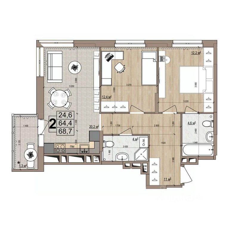 1-BD Apartment Sale, 68.7平方米 at Grand Komfort, Gudkova Street, Zhukovsky, Moscow Region, Russia #1 1-BD Apartment Sale, 68.7平方米 at Grand Komfort, Gudkova Street, Zhukovsky, Moscow Region, Russia #1