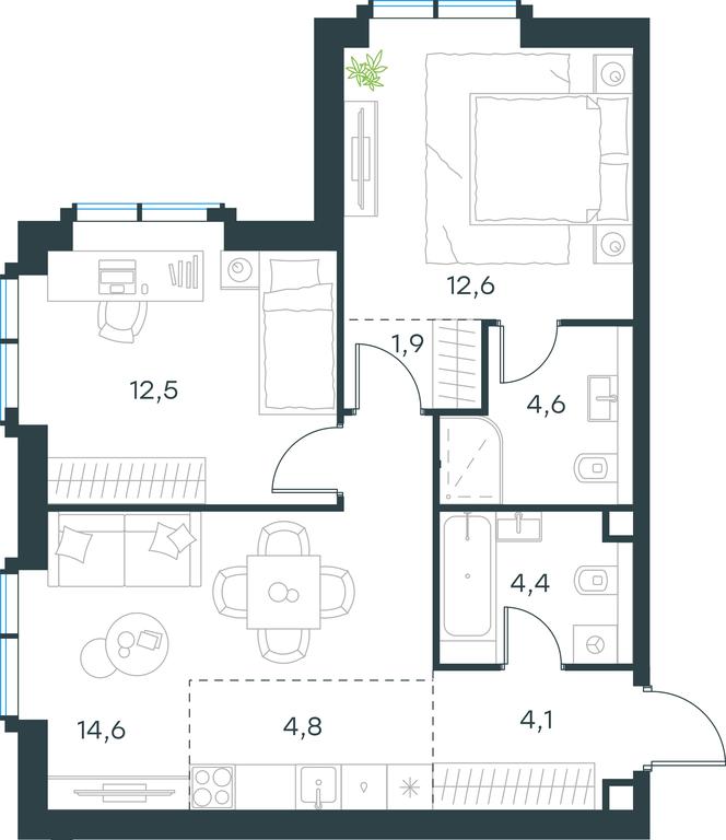 2-BD Apartment Sale, 59.5 sq. m. at Paveletskaya City, Dubininskaya Street, 59, Moscow, Russia #1 2-BD Apartment Sale, 59.5 sq. m. at Paveletskaya City, Dubininskaya Street, 59, Moscow, Russia #1