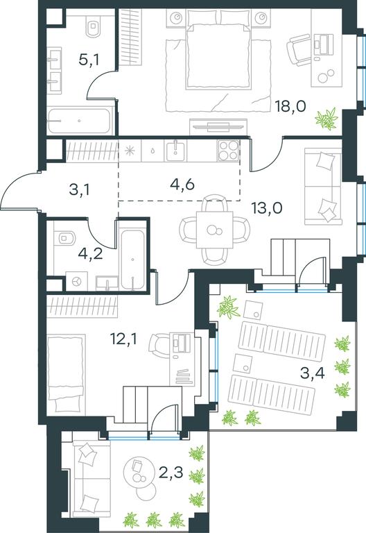 2-BD Apartment Sale, 65.8平方米 at Paveletskaya City, Dubininskaya Street, 59, Moscow, Russia #1 2-BD Apartment Sale, 65.8平方米 at Paveletskaya City, Dubininskaya Street, 59, Moscow, Russia #1