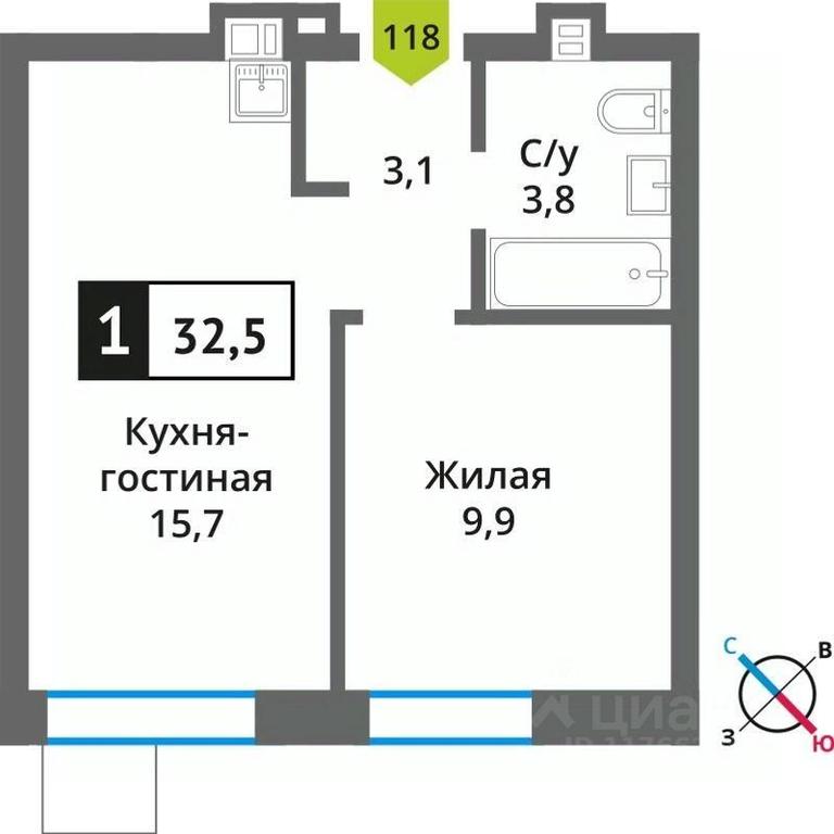 Apartment Sale, 32.5平方米 at Smart Kvartal Lesnaya Otrada, ulitsa Detstva, derevnya Aristovo, Krasnogorsk Urban District, Moscow Region, Russia #1 Apartment Sale, 32.5平方米 at Smart Kvartal Lesnaya Otrada, ulitsa Detstva, derevnya Aristovo, Krasnogorsk Urban District, Moscow Region, Russia #1