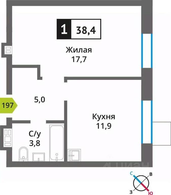 Apartment Sale, 38.4平方米 at Smart Kvartal Lesnaya Otrada, ulitsa Detstva, derevnya Aristovo, Krasnogorsk Urban District, Moscow Region, Russia #1