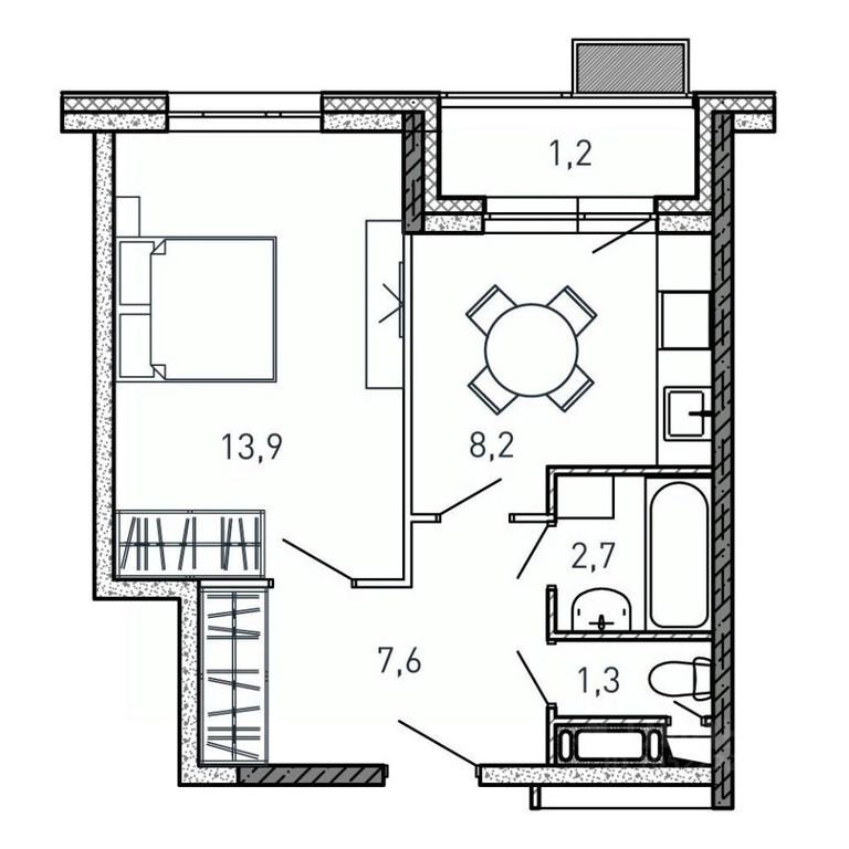 Apartment Sale, 34.9平方米 at Kvartal Svetly, ulitsa Tvardovskogo, Balashikha, Moscow Region, Russia #1