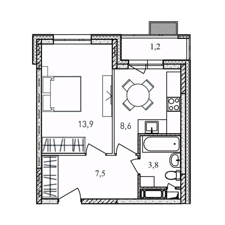 Apartment Sale, 35 sq. m. at Kvartal Svetly, ulitsa Tvardovskogo, Balashikha, Moscow Region, Russia #1