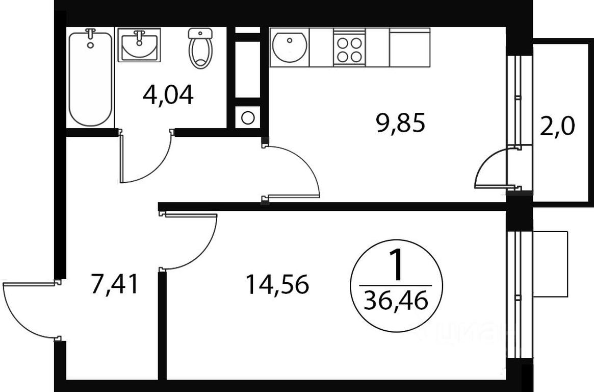 Apartment Sale, 36.46 sq. m. at Katuar, ulitsa Patseyko, derevnya Sukharevo, Mytishi Urban District, Moscow Region, Russia #1