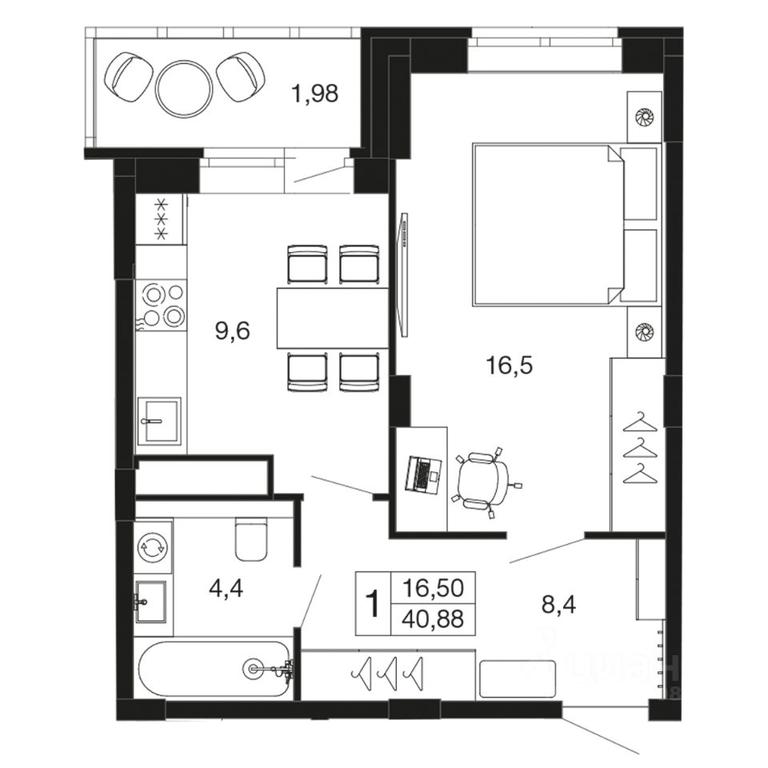 Apartment Sale, 40.88 sq. m. at Vremena goda, Proletarskaya ulitsa, Aprelevka, Naro-Fominskiy City District, Moscow Region, Russia #1
