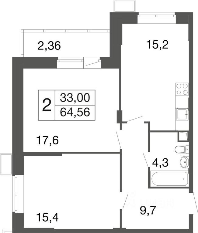 1-BD Apartment Sale, 64.56 sq. m. at Vremena goda, Proletarskaya ulitsa, Aprelevka, Naro-Fominskiy City District, Moscow Region, Russia #1