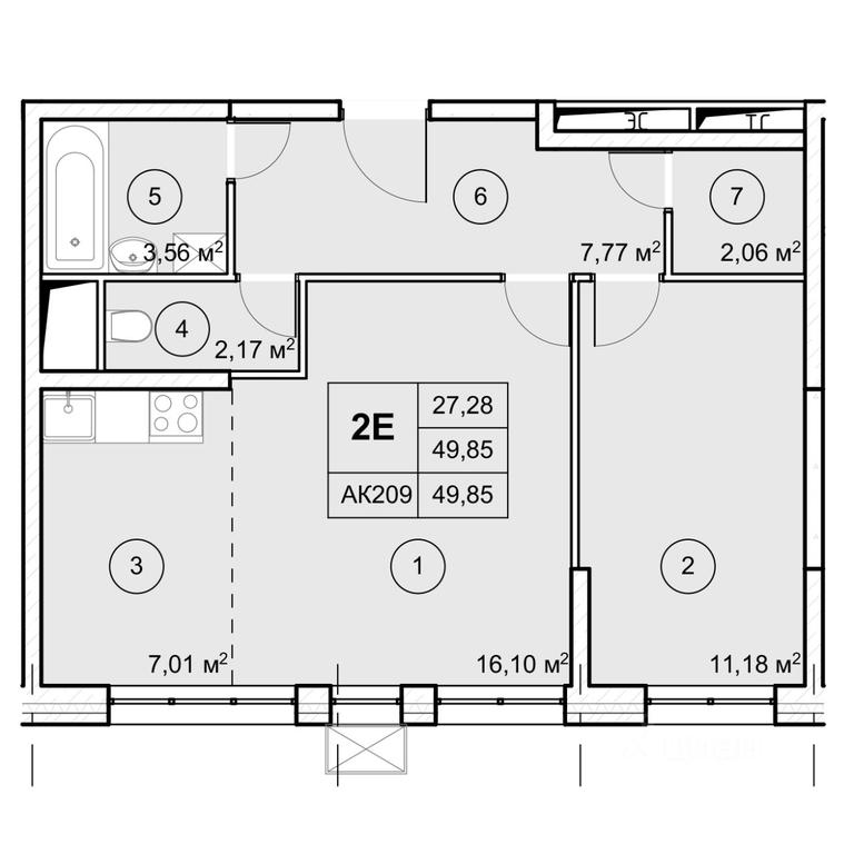 1-BD Apartment Sale, 49.85平方米 at Ekograd Novy Katuar, ulitsa Lva Tolstogo, rabochiy posyolok Nekrasovskiy, Dmitrovskiy Urban District, Moscow Region, Russia #1