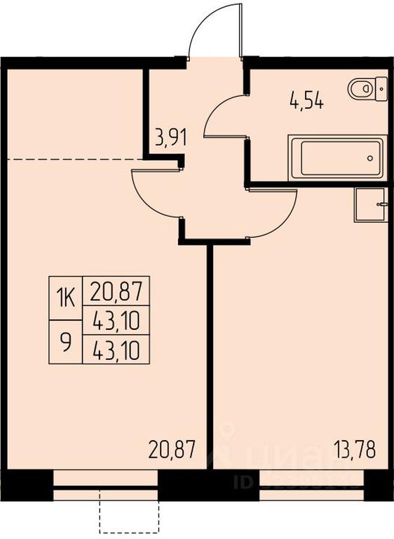 Apartment Sale, 43.1 sq. m. at Dom na Studencheskom, Studencheskiy proyezd, Ivanteyevka, Pshkinskiy Urban District, Moscow Region, Russia #1 Apartment Sale, 43.1 sq. m. at Dom na Studencheskom, Studencheskiy proyezd, Ivanteyevka, Pshkinskiy Urban District, Moscow Region, Russia #1