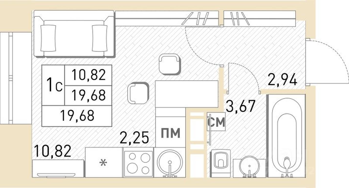 Apartment Sale, 19.4平方米 at Stolichny, ulitsa Kalinina, Savvino Microdistrict, Balashikha, Moscow Region, Russia #1