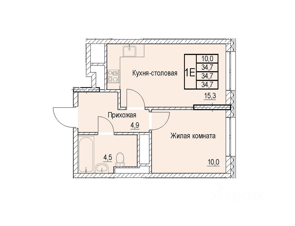 Apartment Sale, 34.7 sq. m. at Otradny, Pervomayskaya ulitsa, Mytischi, Moscow Region, Russia #1