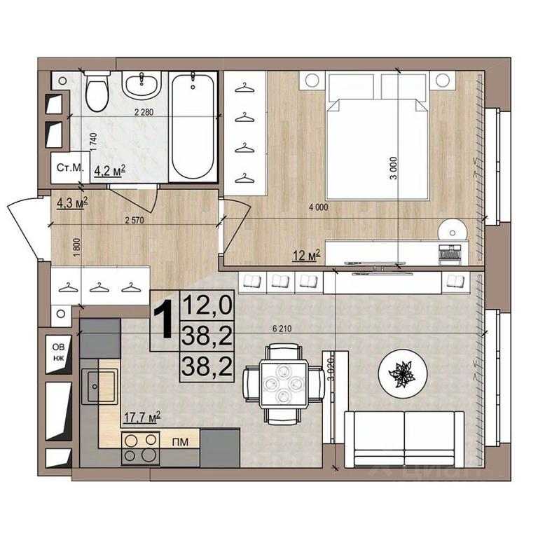 Apartment Sale, 38.2 sq. m. at Grand Komfort, Gudkova Street, Zhukovsky, Moscow Region, Russia #1 Apartment Sale, 38.2 sq. m. at Grand Komfort, Gudkova Street, Zhukovsky, Moscow Region, Russia #1