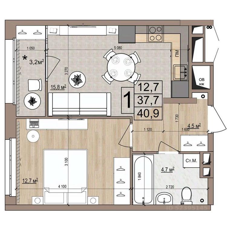 Apartment Sale, 40.9 sq. m. at Grand Komfort, Gudkova Street, Zhukovsky, Moscow Region, Russia #1 Apartment Sale, 40.9 sq. m. at Grand Komfort, Gudkova Street, Zhukovsky, Moscow Region, Russia #1