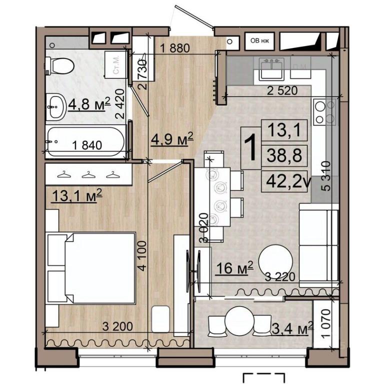 Apartment Sale, 42.2 sq. m. at Grand Komfort, Gudkova Street, Zhukovsky, Moscow Region, Russia #1 Apartment Sale, 42.2 sq. m. at Grand Komfort, Gudkova Street, Zhukovsky, Moscow Region, Russia #1
