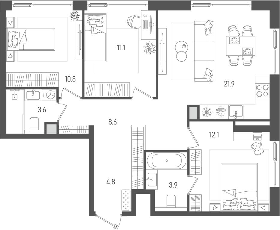 3-BD Apartment Sale, 76.8平方米 at Pave, 2nd Paveletsky Drive, Moscow, Russia #2 3-BD Apartment Sale, 76.8平方米 at Pave, 2nd Paveletsky Drive, Moscow, Russia #2