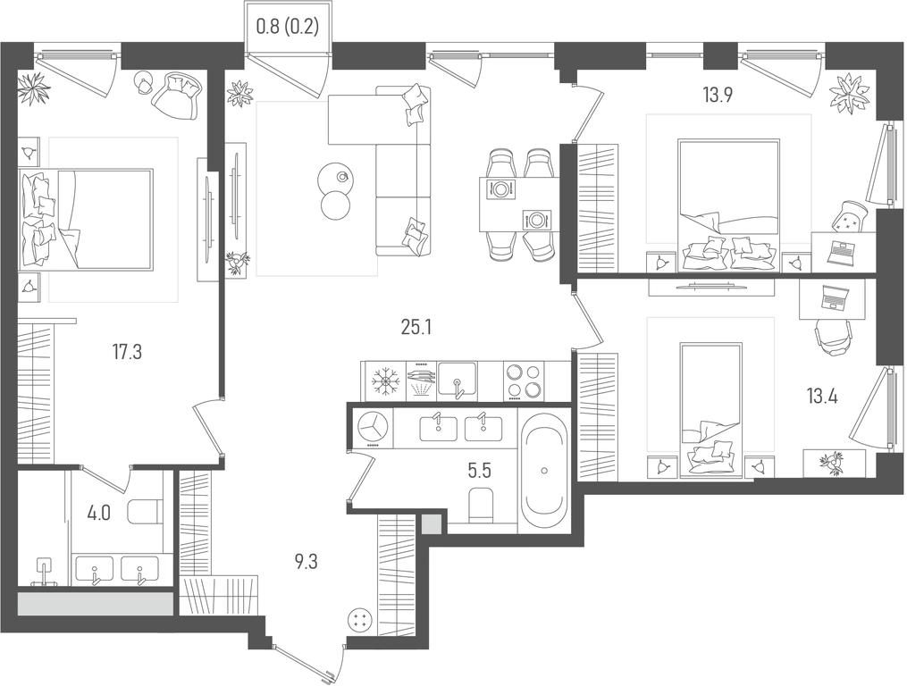 3-BD Apartment Sale, 88.7 sq. m. at Pave, 2nd Paveletsky Drive, Moscow, Russia #2 3-BD Apartment Sale, 88.7 sq. m. at Pave, 2nd Paveletsky Drive, Moscow, Russia #2