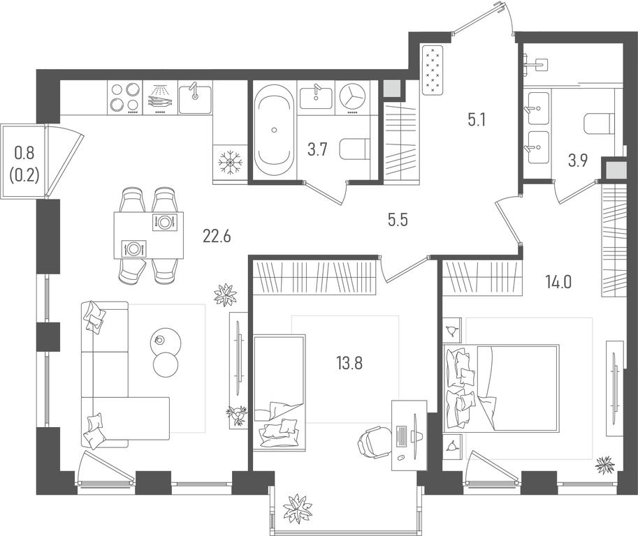 Продажа 2-комн. квартиры, 68,8 м² в ЖК «Pave», 2-й Павелецкий проезд, Москва, Россия #2 Продажа 2-комн. квартиры, 68,8 м² в ЖК «Pave», 2-й Павелецкий проезд, Москва, Россия #2