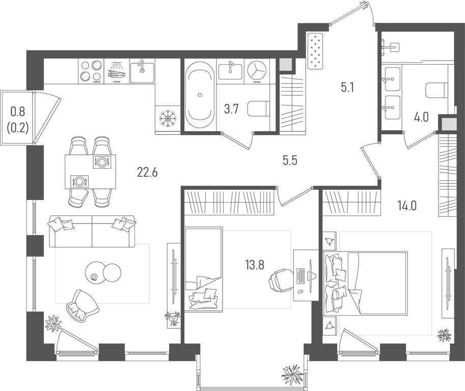 Продажа 2-комн. квартиры, 68,8 м² в ЖК «Pave», 2-й Павелецкий проезд, Москва, Россия #1 Продажа 2-комн. квартиры, 68,8 м² в ЖК «Pave», 2-й Павелецкий проезд, Москва, Россия #1