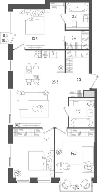 3-BD Apartment Sale, 83.6 sq. m. at Pave, 2nd Paveletsky Drive, Moscow, Russia #2 3-BD Apartment Sale, 83.6 sq. m. at Pave, 2nd Paveletsky Drive, Moscow, Russia #2