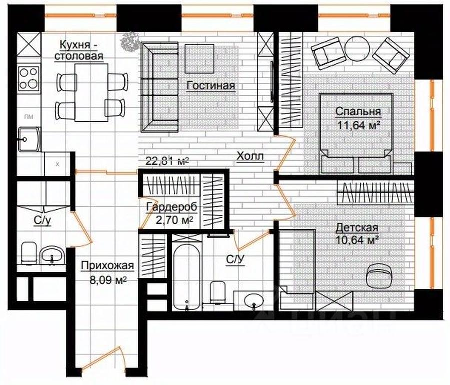 2-BD Apartment Sale, 65.5 sq. m. at Dolgorukovskaya 25, Dolgorukovskaya Street, 25к2, Moscow, Russia #1 2-BD Apartment Sale, 65.5 sq. m. at Dolgorukovskaya 25, Dolgorukovskaya Street, 25к2, Moscow, Russia #1