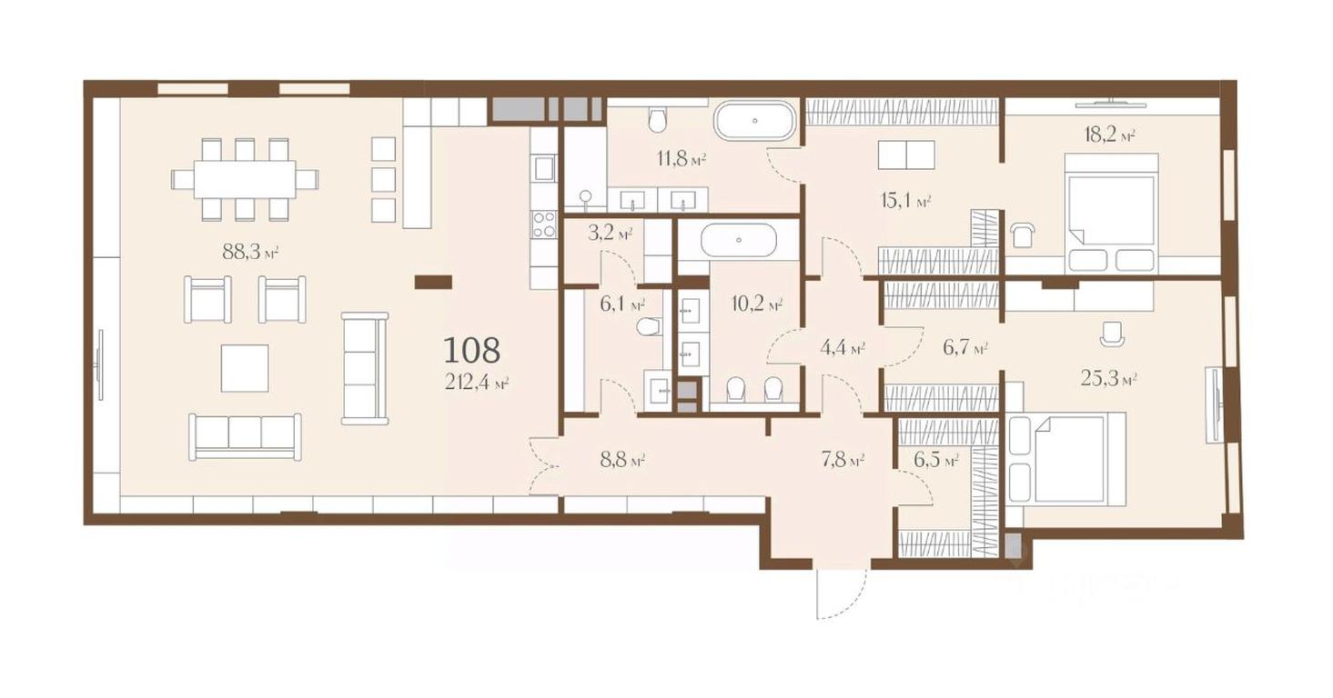 1-BD Apartment Sale, 212.4平方米 at Zolotoy, zhiloy kvartal 1, Sofiyskaya Embankment, 10, Moscow, Russia #1 1-BD Apartment Sale, 212.4平方米 at Zolotoy, zhiloy kvartal 1, Sofiyskaya Embankment, 10, Moscow, Russia #1