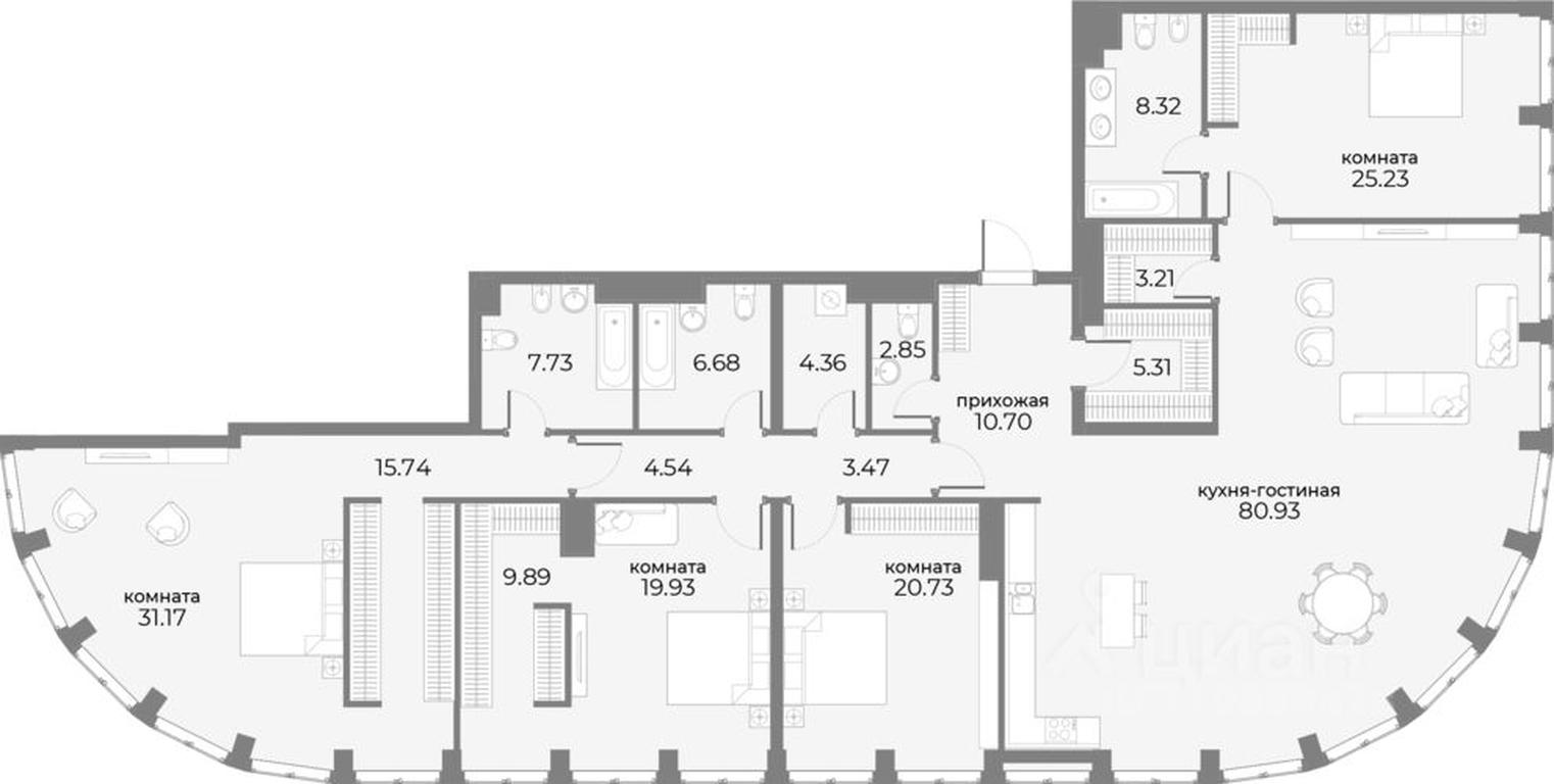 3-BD Apartment Sale, 266.8 sq. m. at SkyView, Druzhinnikovskaya Street, 15, Moscow, Russia #1 3-BD Apartment Sale, 266.8 sq. m. at SkyView, Druzhinnikovskaya Street, 15, Moscow, Russia #1