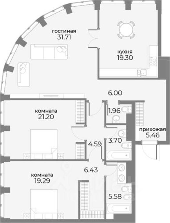2-BD Apartment Sale, 128.7 sq. m. at SkyView, Druzhinnikovskaya Street, 15, Moscow, Russia #1 2-BD Apartment Sale, 128.7 sq. m. at SkyView, Druzhinnikovskaya Street, 15, Moscow, Russia #1