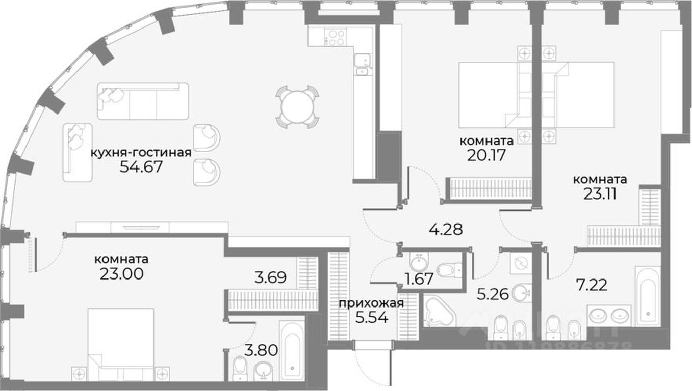 3-BD Apartment Sale, 154.4 sq. m. at SkyView, Druzhinnikovskaya Street, 15, Moscow, Russia #1 3-BD Apartment Sale, 154.4 sq. m. at SkyView, Druzhinnikovskaya Street, 15, Moscow, Russia #1