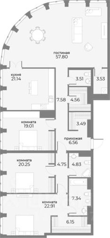 3-BD Apartment Sale, 197.9 sq. m. at SkyView, Druzhinnikovskaya Street, 15, Moscow, Russia #1 3-BD Apartment Sale, 197.9 sq. m. at SkyView, Druzhinnikovskaya Street, 15, Moscow, Russia #1