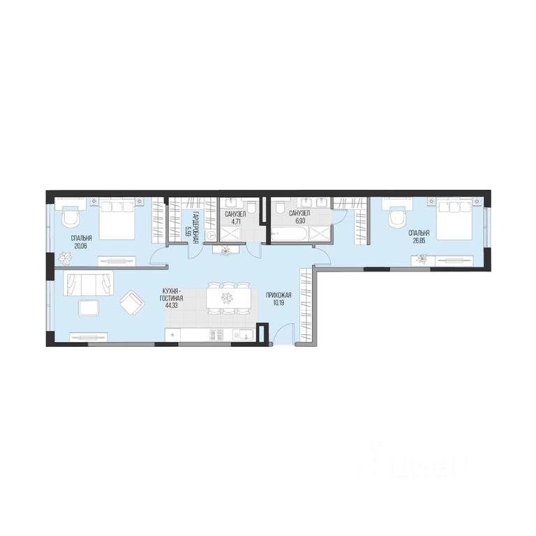 1-BD Apartment Sale, 118.66 sq. m. at Dom po ul. Sadovnicheskaya, Sadovnicheskaya Street, Moscow, Russia #1