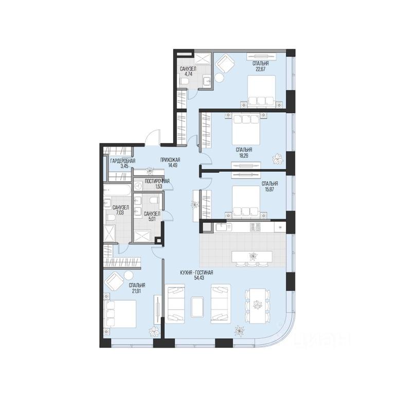 3-BD Apartment Sale, 169.42 sq. m. at Dom po ul. Sadovnicheskaya, Sadovnicheskaya Street, Moscow, Russia #1