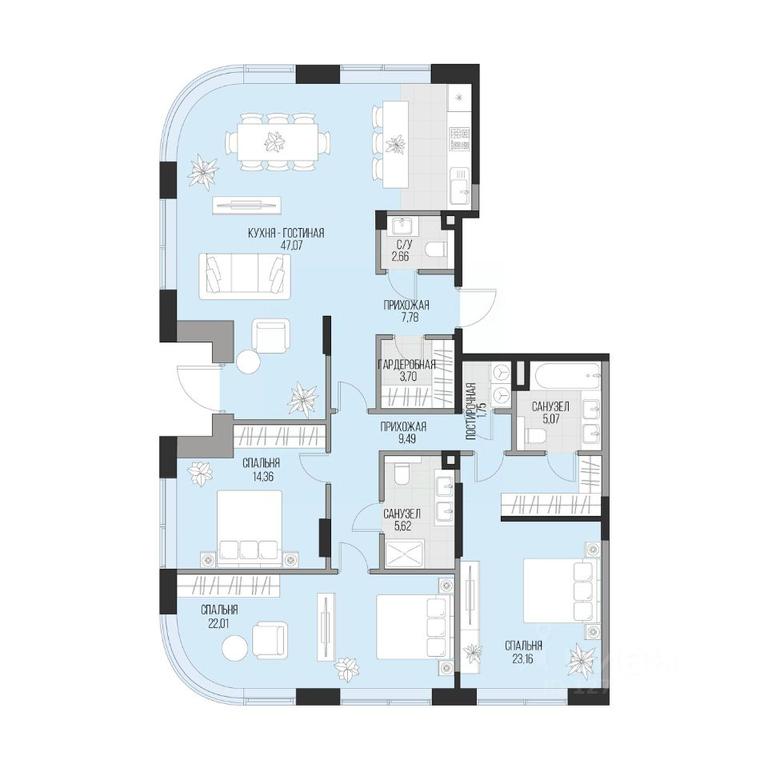 2-BD Apartment Sale, 142.67平方米 at Dom po ul. Sadovnicheskaya, Sadovnicheskaya Street, Moscow, Russia #1