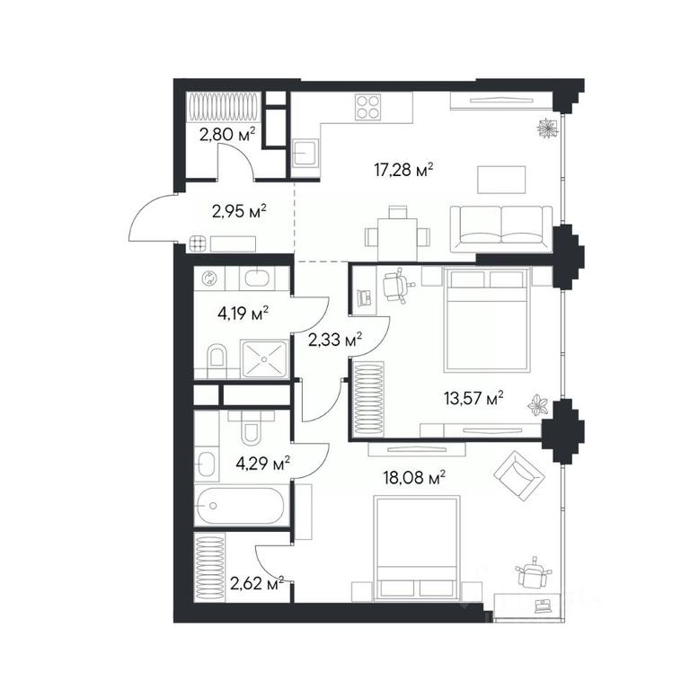 1-BD Apartment Sale, 68.11 sq. m. at 1-y Nagatinskiy, Nagatinskaya Street, Moscow, Russia #2 1-BD Apartment Sale, 68.11 sq. m. at 1-y Nagatinskiy, Nagatinskaya Street, Moscow, Russia #2