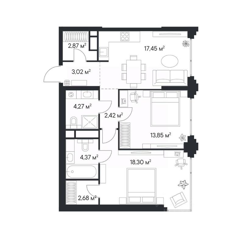 1-BD Apartment Sale, 69.23 sq. m. at 1-y Nagatinskiy, Nagatinskaya Street, Moscow, Russia #2 1-BD Apartment Sale, 69.23 sq. m. at 1-y Nagatinskiy, Nagatinskaya Street, Moscow, Russia #2