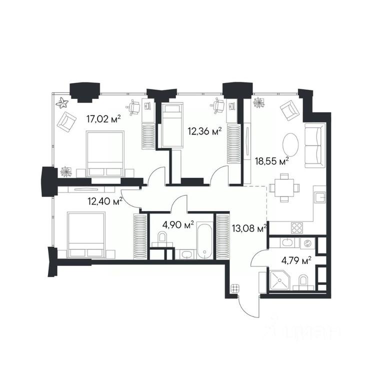 2-BD Apartment Sale, 83.19 sq. m. at 1-y Nagatinskiy, Nagatinskaya Street, Moscow, Russia #2 2-BD Apartment Sale, 83.19 sq. m. at 1-y Nagatinskiy, Nagatinskaya Street, Moscow, Russia #2