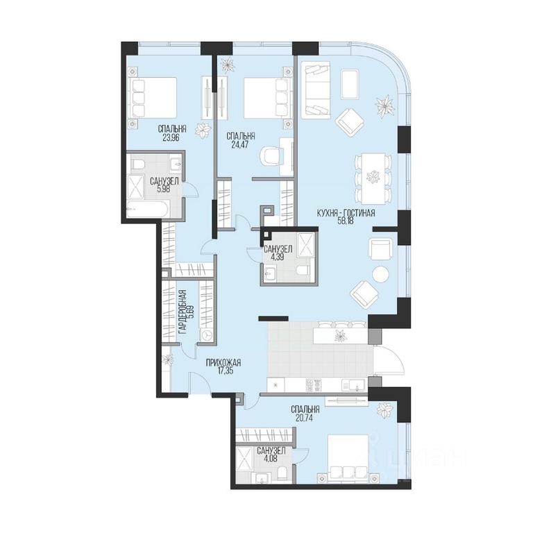 2-BD Apartment Sale, 164.84 sq. m. at Dom po ul. Sadovnicheskaya, Sadovnicheskaya Street, Moscow, Russia #1