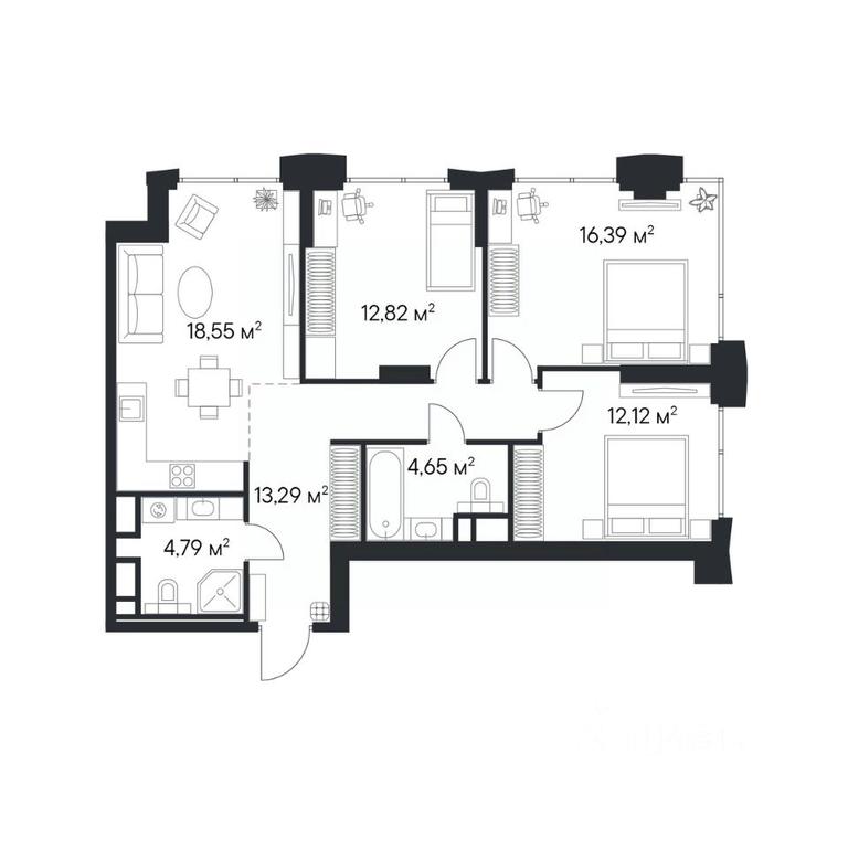 2-BD Apartment Sale, 82.61平方米 at 1-y Nagatinskiy, Nagatinskaya Street, Moscow, Russia #2 2-BD Apartment Sale, 82.61平方米 at 1-y Nagatinskiy, Nagatinskaya Street, Moscow, Russia #2