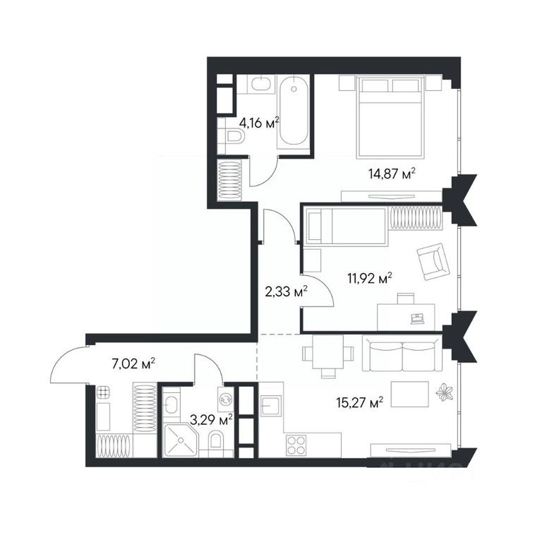1-BD Apartment Sale, 58.86平方米 at 1-y Nagatinskiy, Nagatinskaya Street, Moscow, Russia #2 1-BD Apartment Sale, 58.86平方米 at 1-y Nagatinskiy, Nagatinskaya Street, Moscow, Russia #2
