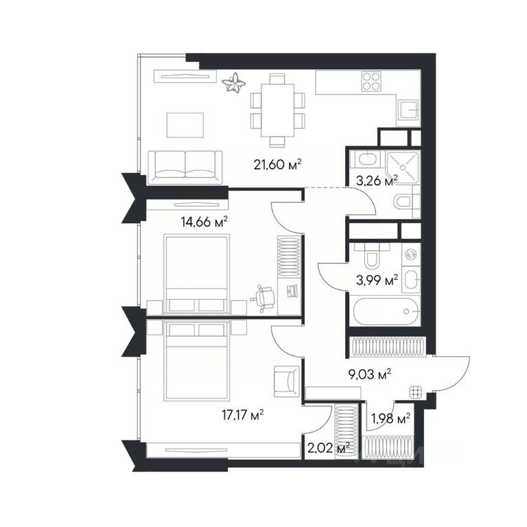 1-BD Apartment Sale, 73.71 sq. m. at 1-y Nagatinskiy, Nagatinskaya Street, Moscow, Russia #2 1-BD Apartment Sale, 73.71 sq. m. at 1-y Nagatinskiy, Nagatinskaya Street, Moscow, Russia #2