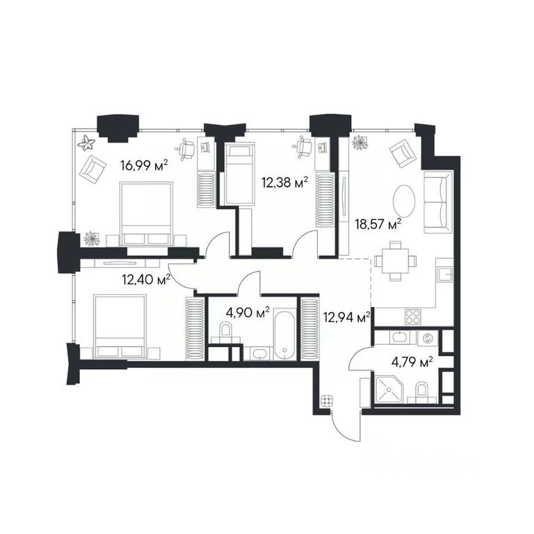 2-BD Apartment Sale, 82.97 sq. m. at 1-y Nagatinskiy, Nagatinskaya Street, Moscow, Russia #2 2-BD Apartment Sale, 82.97 sq. m. at 1-y Nagatinskiy, Nagatinskaya Street, Moscow, Russia #2