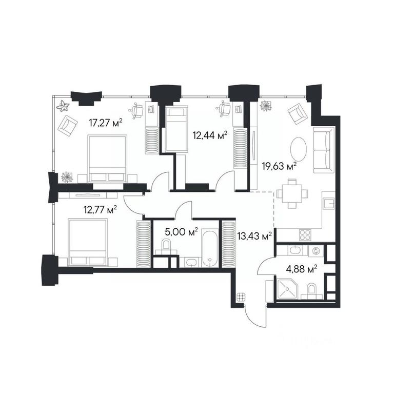 2-BD Apartment Sale, 85.42 sq. m. at 1-y Nagatinskiy, Nagatinskaya Street, Moscow, Russia #2 2-BD Apartment Sale, 85.42 sq. m. at 1-y Nagatinskiy, Nagatinskaya Street, Moscow, Russia #2