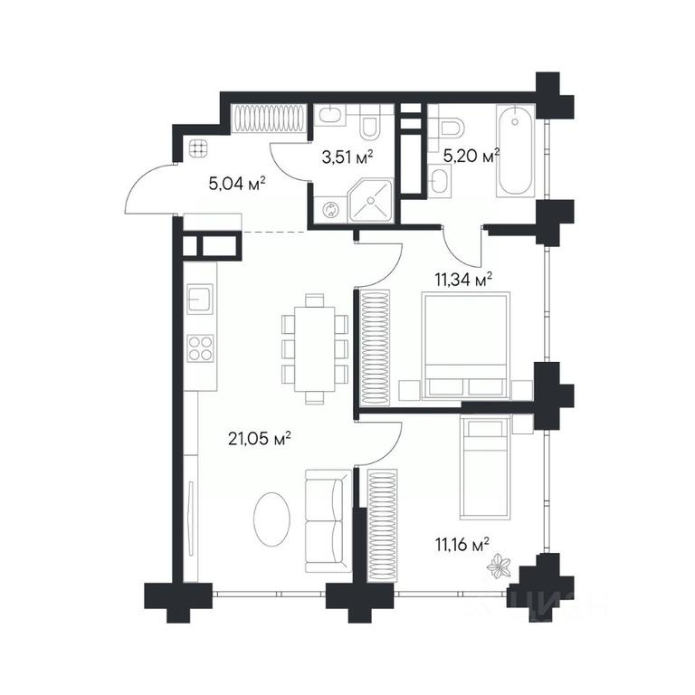 1-BD Apartment Sale, 56.62 sq. m. at 1-y Nagatinskiy, Nagatinskaya Street, Moscow, Russia #2 1-BD Apartment Sale, 56.62 sq. m. at 1-y Nagatinskiy, Nagatinskaya Street, Moscow, Russia #2