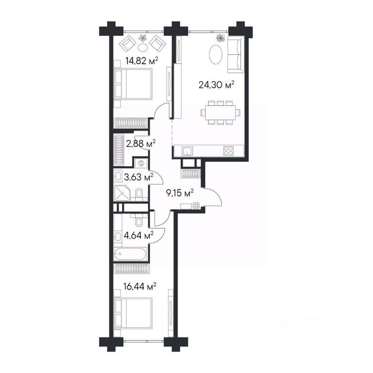 1-BD Apartment Sale, 76.01平方米 at 1-y Nagatinskiy, Nagatinskaya Street, Moscow, Russia #2 1-BD Apartment Sale, 76.01平方米 at 1-y Nagatinskiy, Nagatinskaya Street, Moscow, Russia #2