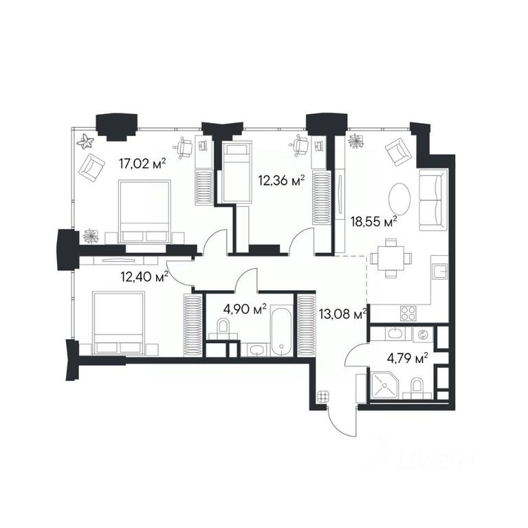 2-BD Apartment Sale, 83.19 sq. m. at 1-y Nagatinskiy, Nagatinskaya Street, Moscow, Russia #2 2-BD Apartment Sale, 83.19 sq. m. at 1-y Nagatinskiy, Nagatinskaya Street, Moscow, Russia #2
