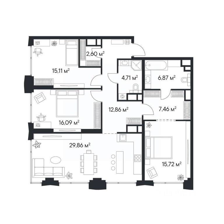 2-BD Apartment Sale, 111.28 sq. m. at 1-y Nagatinskiy, Nagatinskaya Street, Moscow, Russia #2 2-BD Apartment Sale, 111.28 sq. m. at 1-y Nagatinskiy, Nagatinskaya Street, Moscow, Russia #2