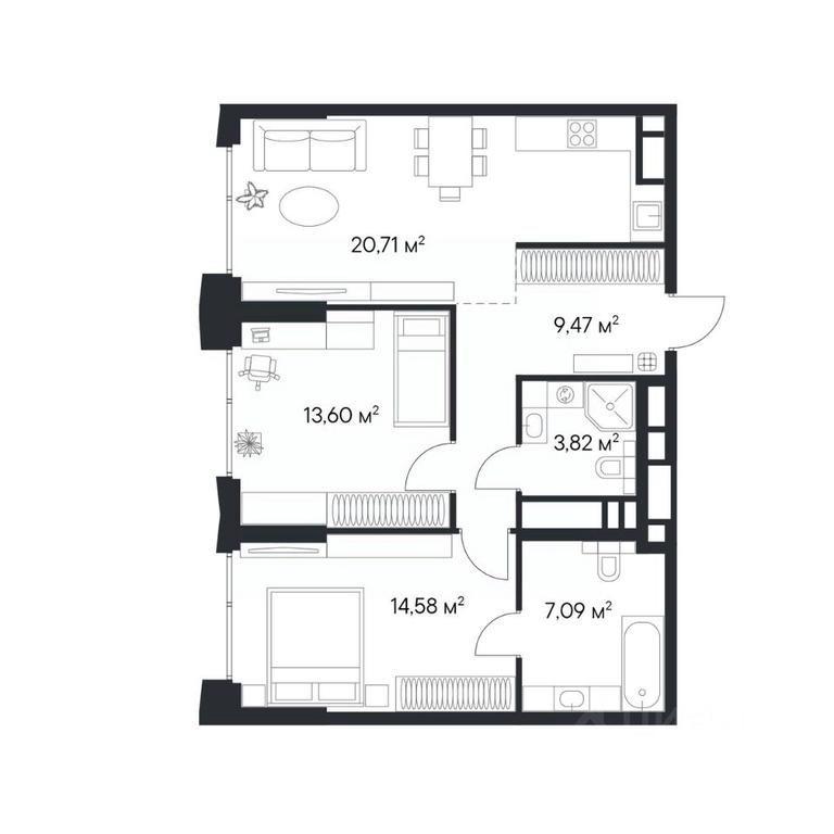1-BD Apartment Sale, 69.27 sq. m. at 1-y Nagatinskiy, Nagatinskaya Street, Moscow, Russia #2 1-BD Apartment Sale, 69.27 sq. m. at 1-y Nagatinskiy, Nagatinskaya Street, Moscow, Russia #2