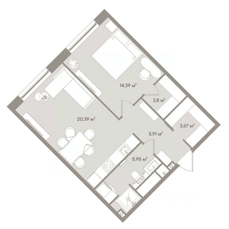 1-BD Apartment Sale, 53.1平方米 at D ORO MILLE (Doro Mille), 1st Mozhayskiy Blind Alley, 8Ас1, Moscow, Russia #1