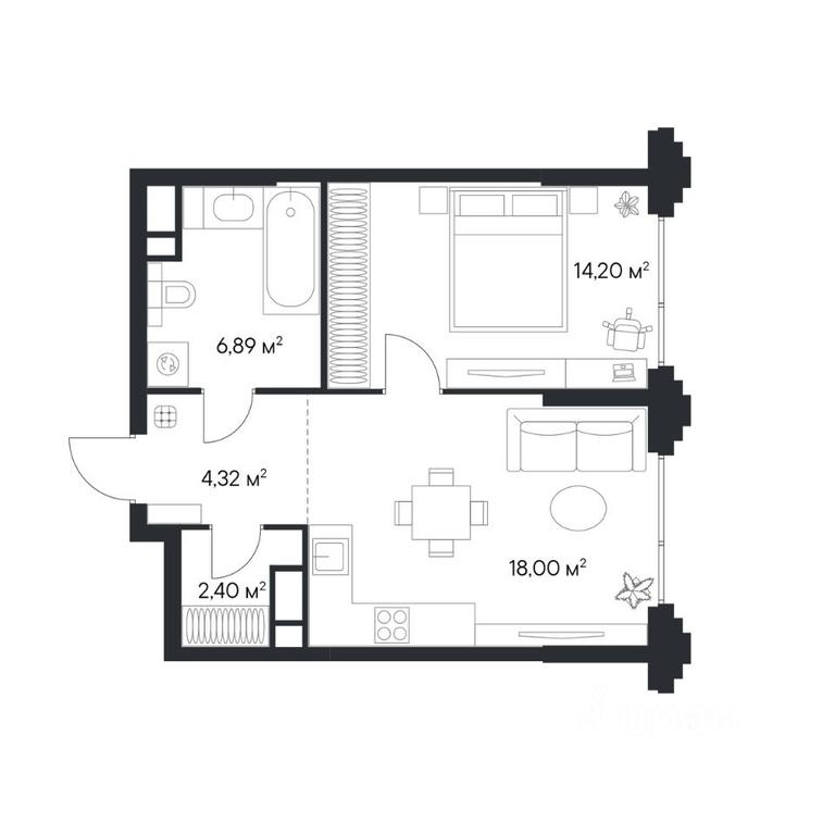 Apartment Sale, 45.81平方米 at 1-y Nagatinskiy, Nagatinskaya Street, Moscow, Russia #2