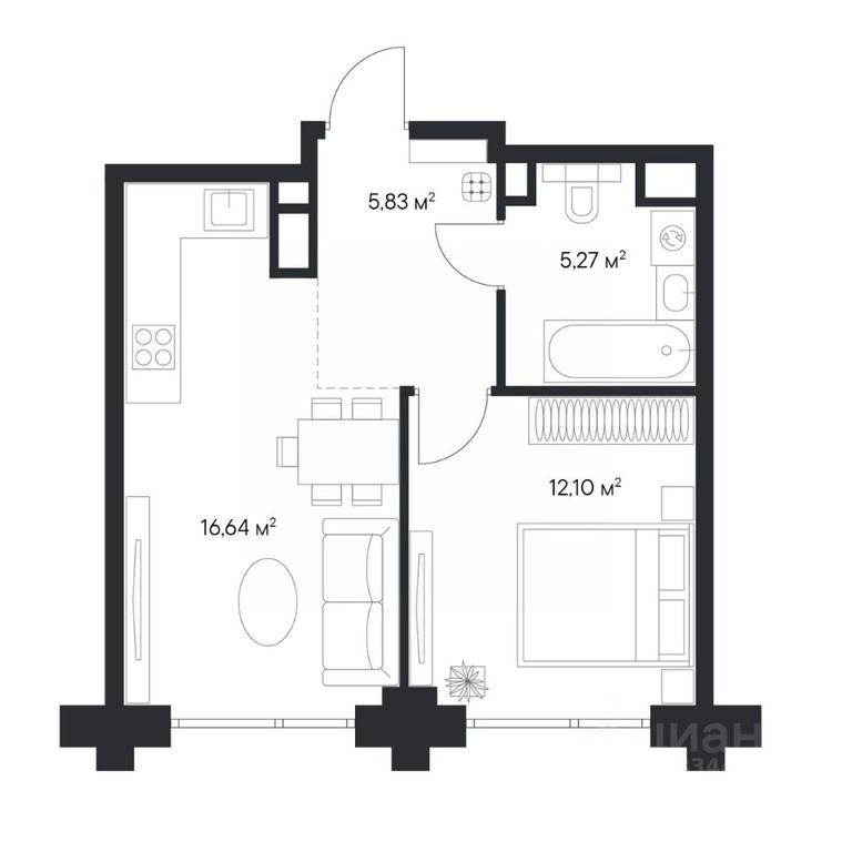Apartment Sale, 39.84 sq. m. at 1-y Nagatinskiy, Nagatinskaya Street, Moscow, Russia #2