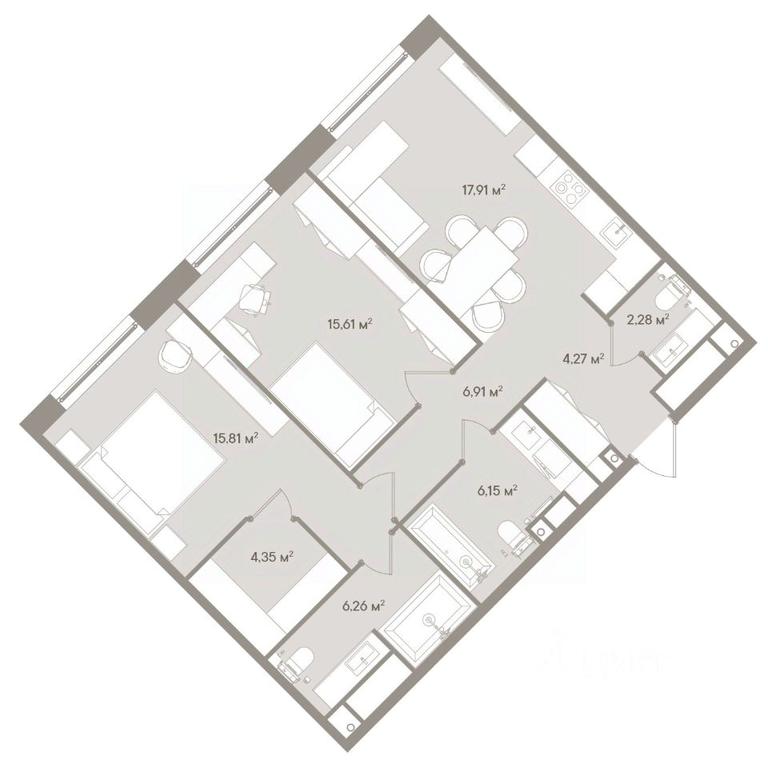 2-BD Apartment Sale, 79.6平方米 at D ORO MILLE (Doro Mille), 1st Mozhayskiy Blind Alley, 8Ас1, Moscow, Russia #1